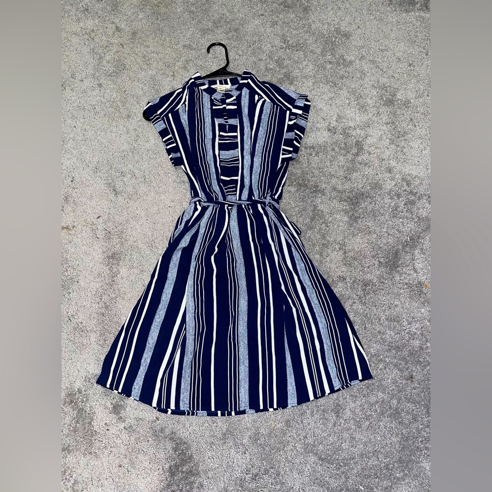Monteau romper, size small, blue and white